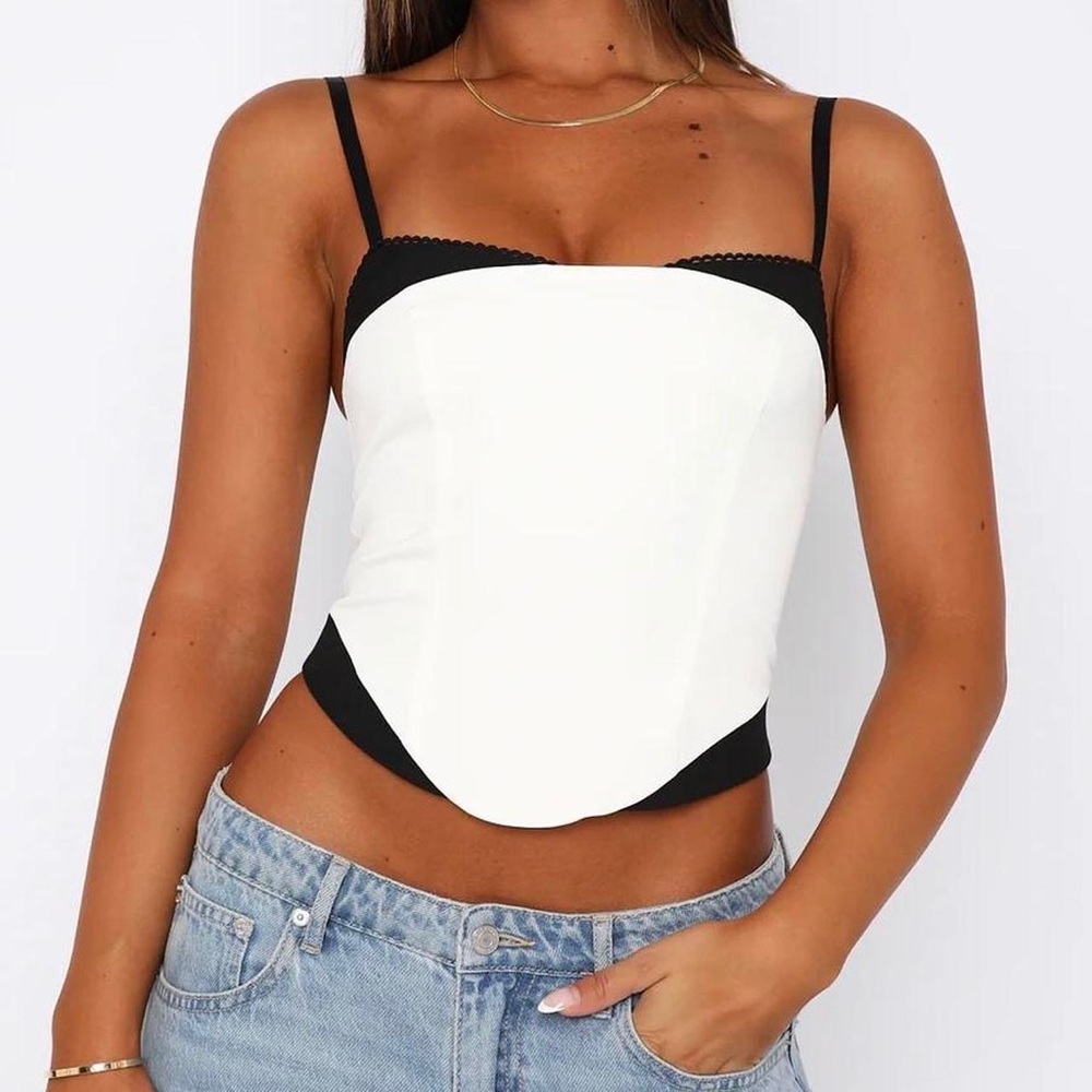 White Fox Boutique Black and White Corset Top